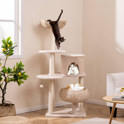 Archie & Oscar™ 58" Cattail Cat Tower With Sisal Scratching Posts Perch Basket Ball Condo
