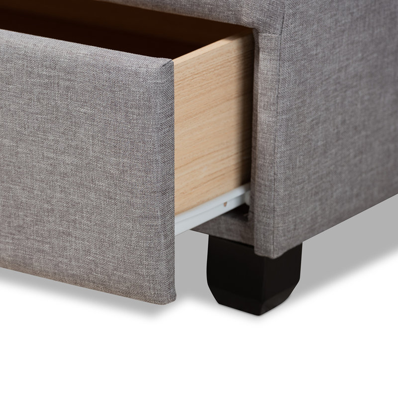 Upholstered Platform Storage Bed, Gray, King