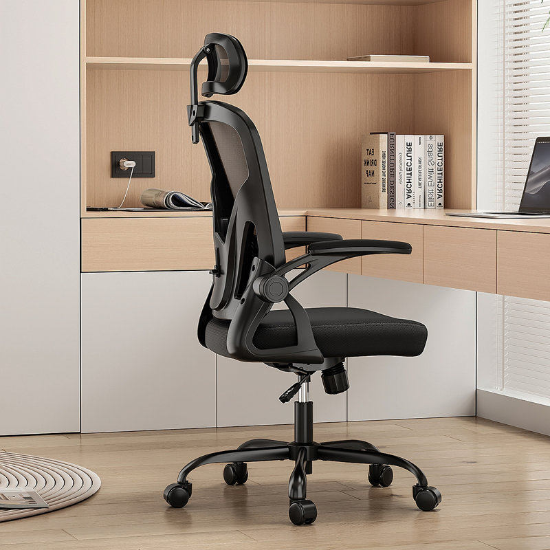 Ergonomic Office Chair, Home Office Desk Chair With Headrest, High Back Computer Chair With Armrests And Adjustable Lumbar Support For Home Office Study Room, Black & Dark Black