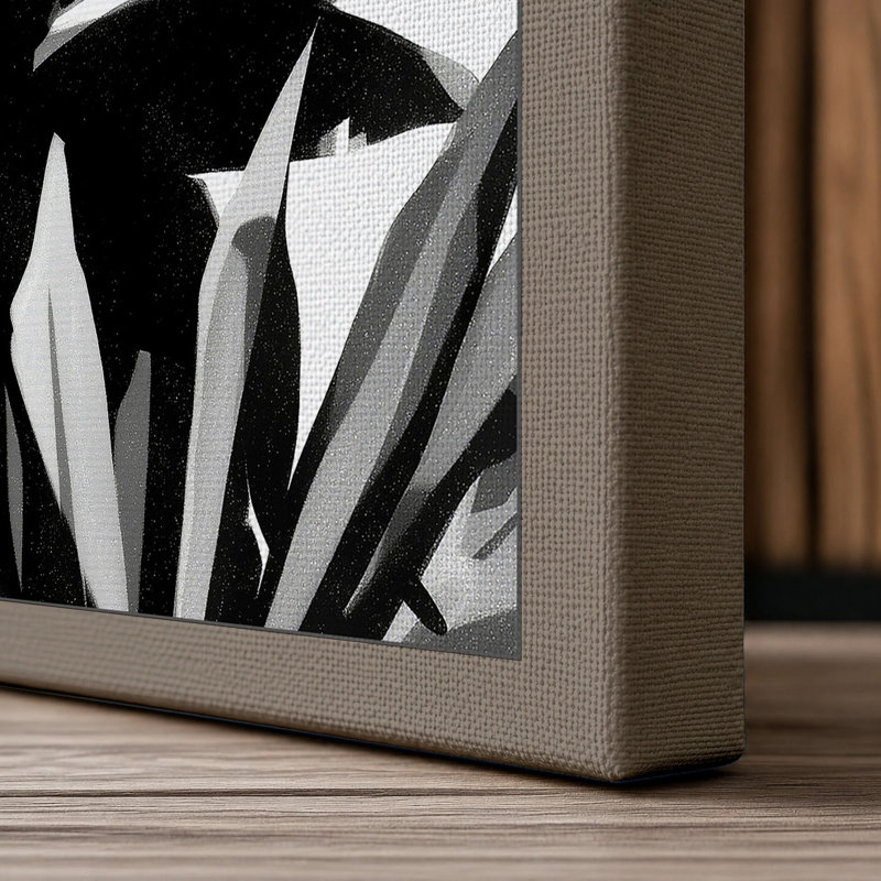 Tropical Leaf Study Minimalist 1 Piece Wrapped Canvas Wall Art, 30x20 - 76.2 x 50.8 cm, Taupe Border