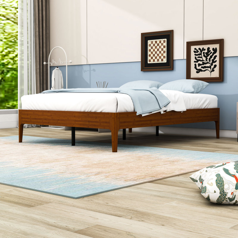 Platform Bed with Noise-Free Design and Ample Storage Space, Brown, Full