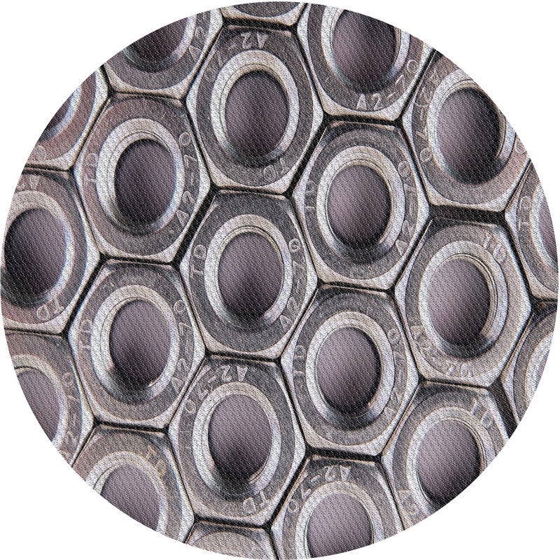 Tapis gris/brun tissé à la machine, Rond 7 pi