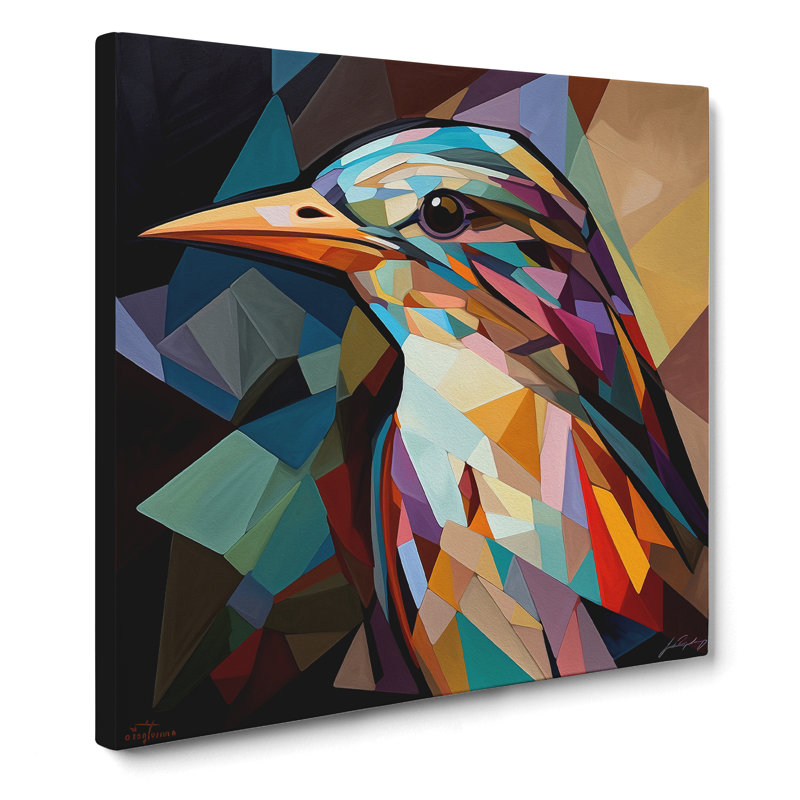 Bird Cubism No.2 - Wrapped Canvas - Framed Print, 35cm H x 35cm W x 3cm D