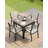 5 Pieces Expandable Patio Dining Set, Never-Rust Aluminum Outdoor Dining Table Set, 32"-65" Extendable Dining Table and Stackable Textilene Dining Chairs for Garden, Deck, Indoor, Limed Oak