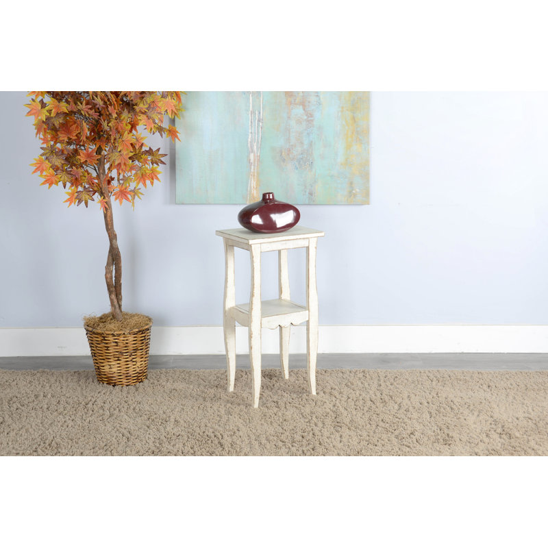 Komor Solid Wood End Table, Beach Pebble, 28" H x 14" W x 11" D