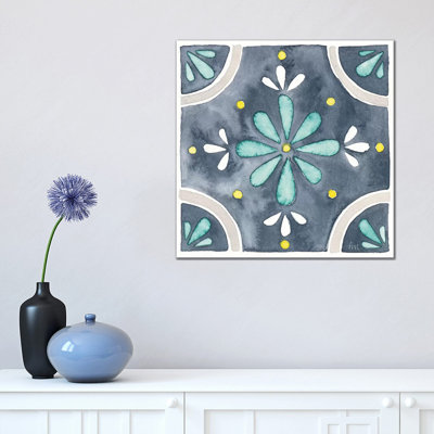 Garden Getaway Tile I Blue by Laura Marshall - Wrapped Canvas Painting