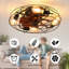 Ventilateur de plafond en cage avec lumière, lumières de ventilateur de plafond à profil bas avec télécommande, ampoule 4 x E26 fermée avec moteur réversible