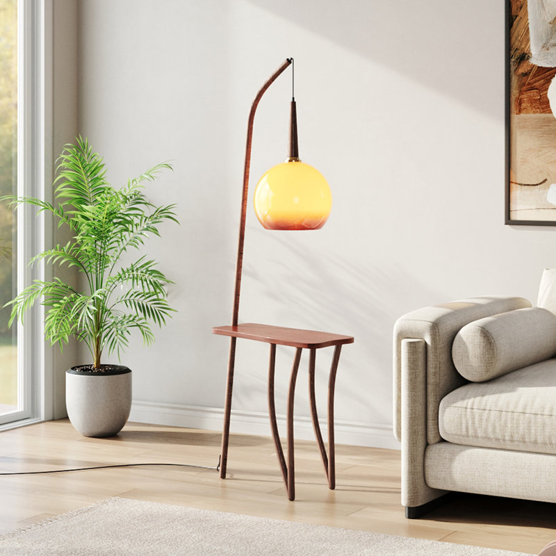 156.5cm Polished Torchiere Floor Lamp with USB and Outlet