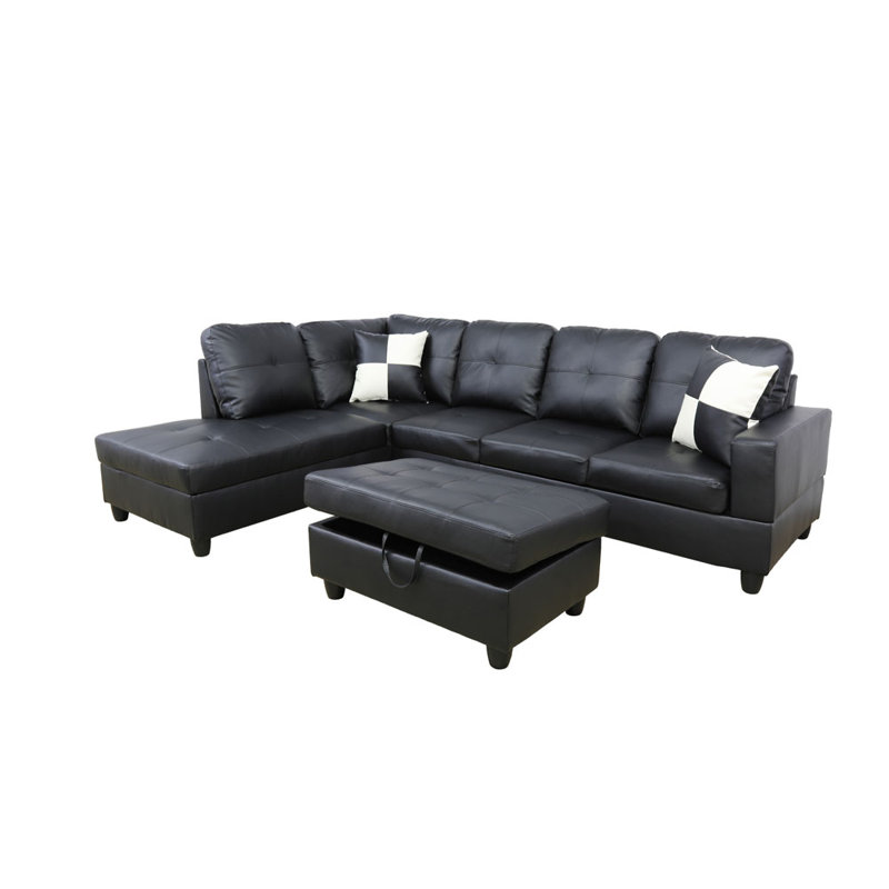 Upholstered Sectional, Left Hand Facing, Blue