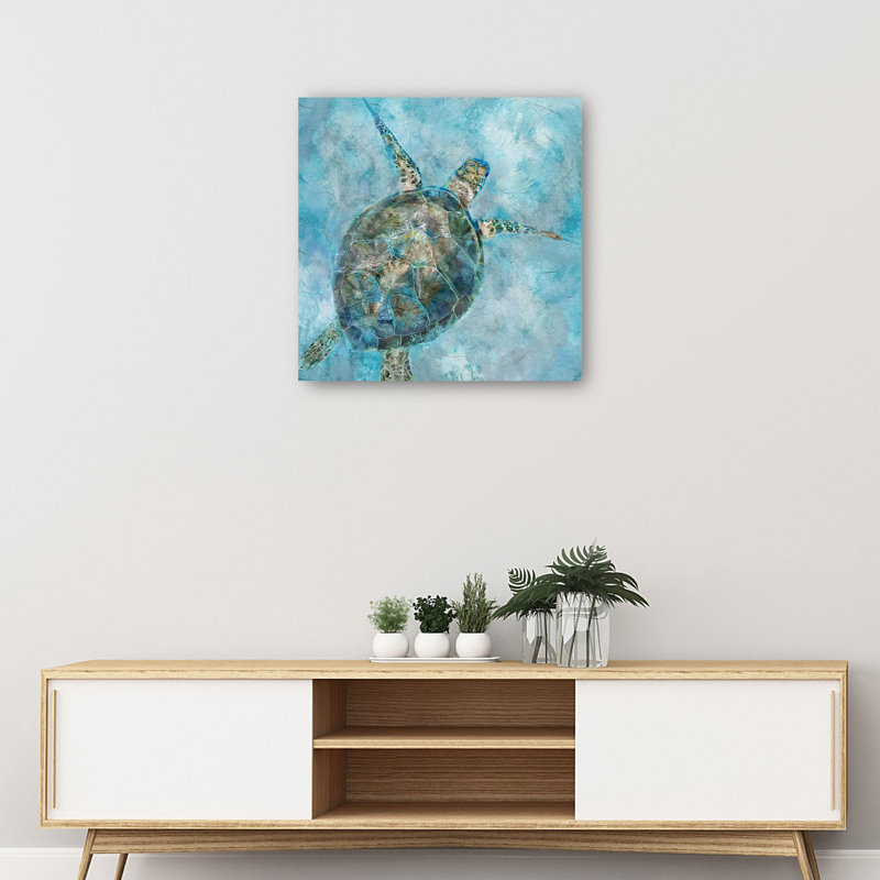 Sea Turtle Blues 12" x 12" Canvas Art Print