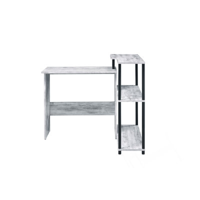 L-Shaped Writing Desk With Tiered Storage And Durable Mixed-Material Construction