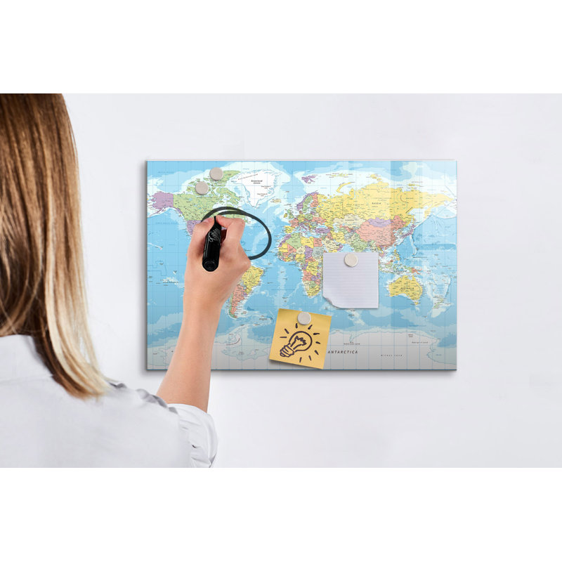 Political Map of the World Magnetic Wall Mounted Dry Erase Board
