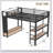 Metal Loft Bed Frame with Wardrobe, Storage Shelves, and Pegboard for Space-Saving and Multi-Functional Use