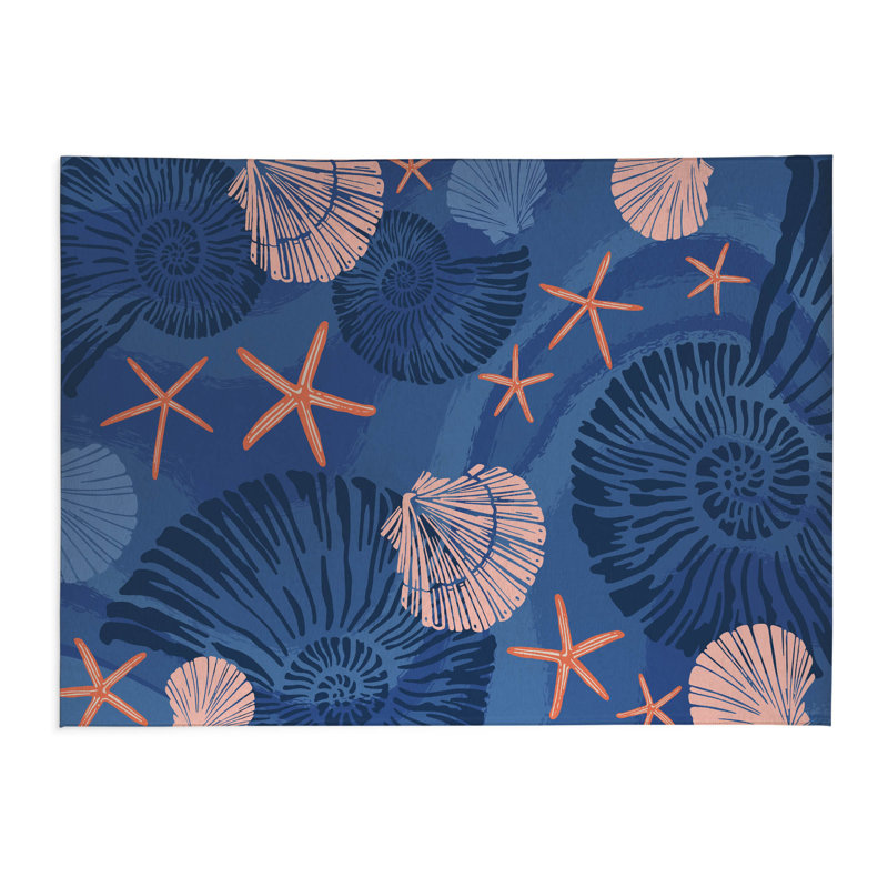 Tapis à linge antidérapant Starfish, 49 "L x 6 "H, Navy Animal Print