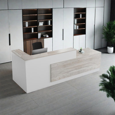 L-Shaped Casavant with Lockable Drawers and Side Cabinet – Ideal as Computer Desk for Office or Home
