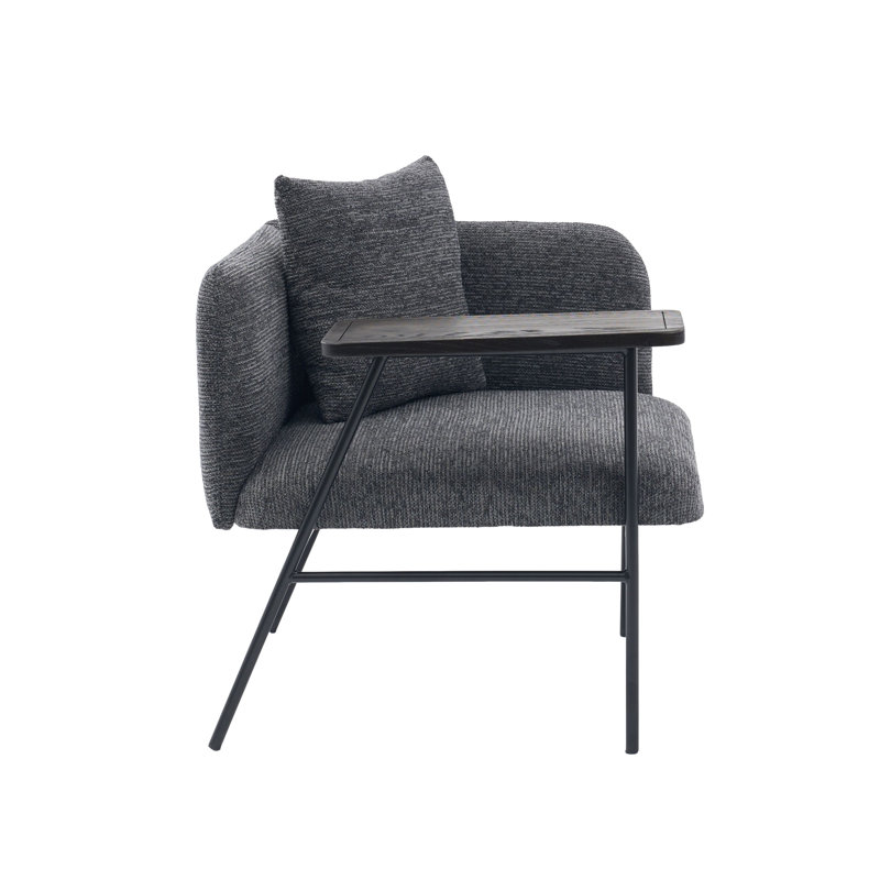 Chaise de loisir rembourrée avec tablette, Gris foncé