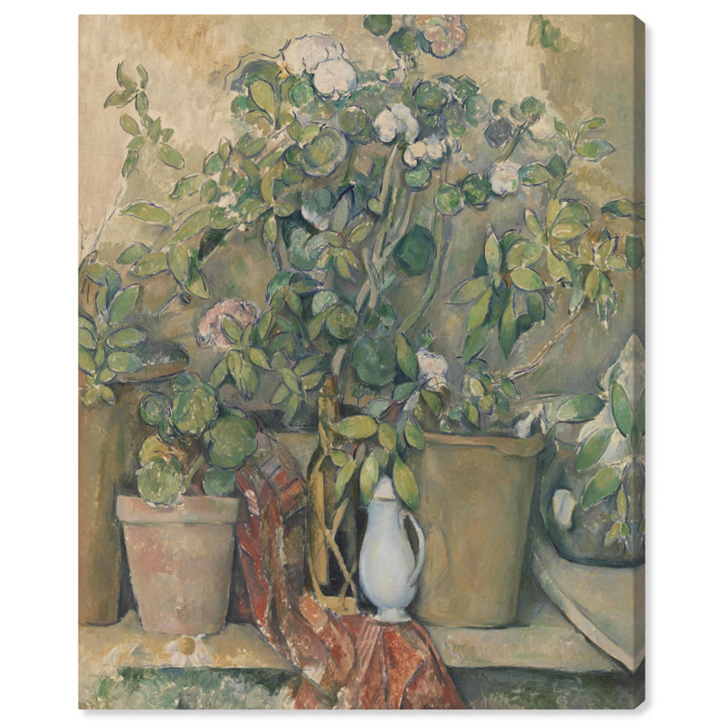 «Terracotta Pots And Flowers», art campagnard rétro par Art Remedy, Toile tendue, H 30 po x l 24 po