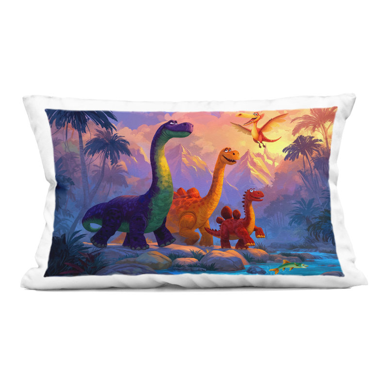 Coussin Four Dinos By The Pond, imprimé par Wumples