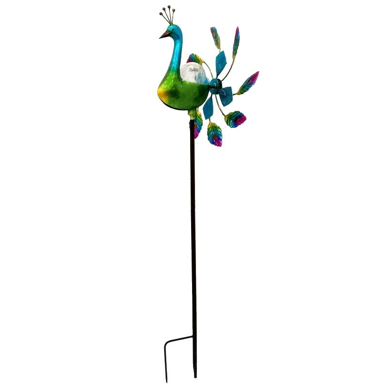67" Multicolor Metal Peacock Style Outdoor Wind Spinner