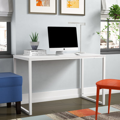 Ruder Minimalist Home Office Desk – Modern Writing Desk with Sturdy Steel Frame & Spacious Work Surface – Compact Computer Desk for Study, or Bedroom – Easy Assembly