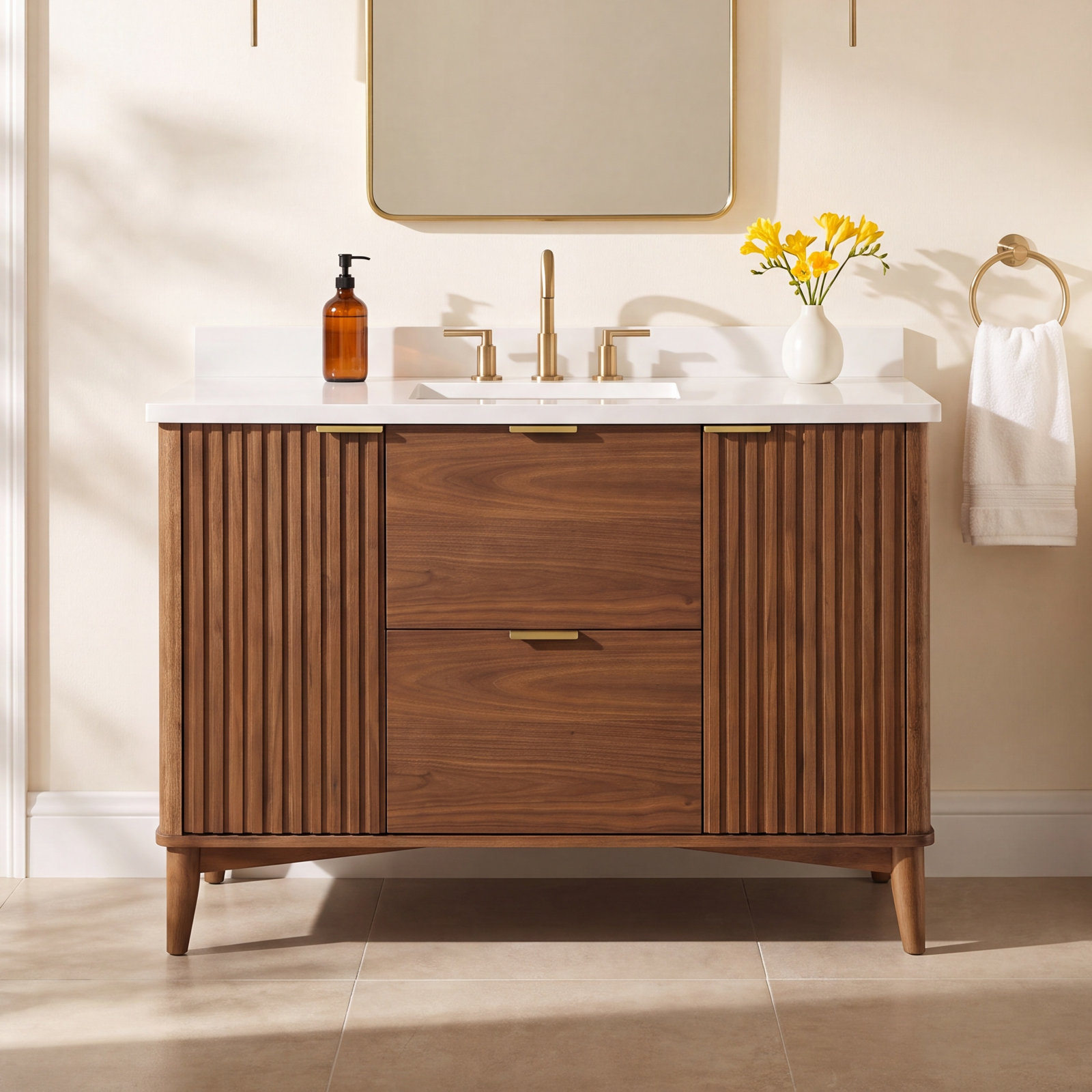 Gabi 48" Single Bathroom Vanity, Warm Walnut