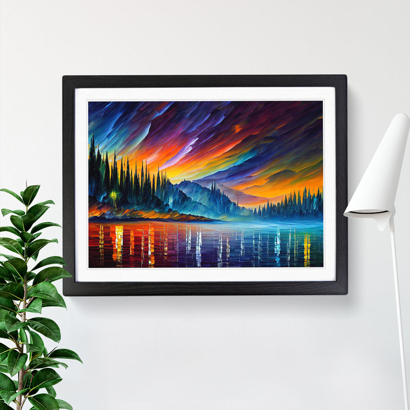 Special Aurora Borealis Vol.4 Abstract - Single Picture Frame Print, 25cm H x 34cm W x 2cm D, Black