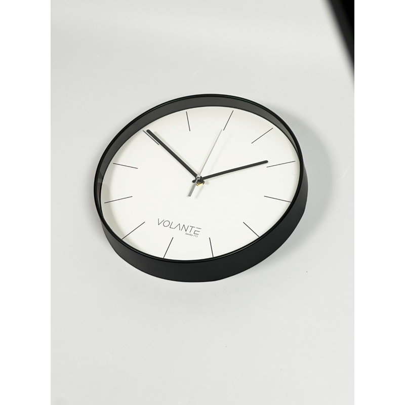 Elegant Decorative Wall Clock, 11.8 inches Diameter, Black Plastic Frame, Real Glass Cover, 1.8 inches Thick | Stylish and Functional Home Decor | Perfect for Living Room, Bedroom, and Office Spaces