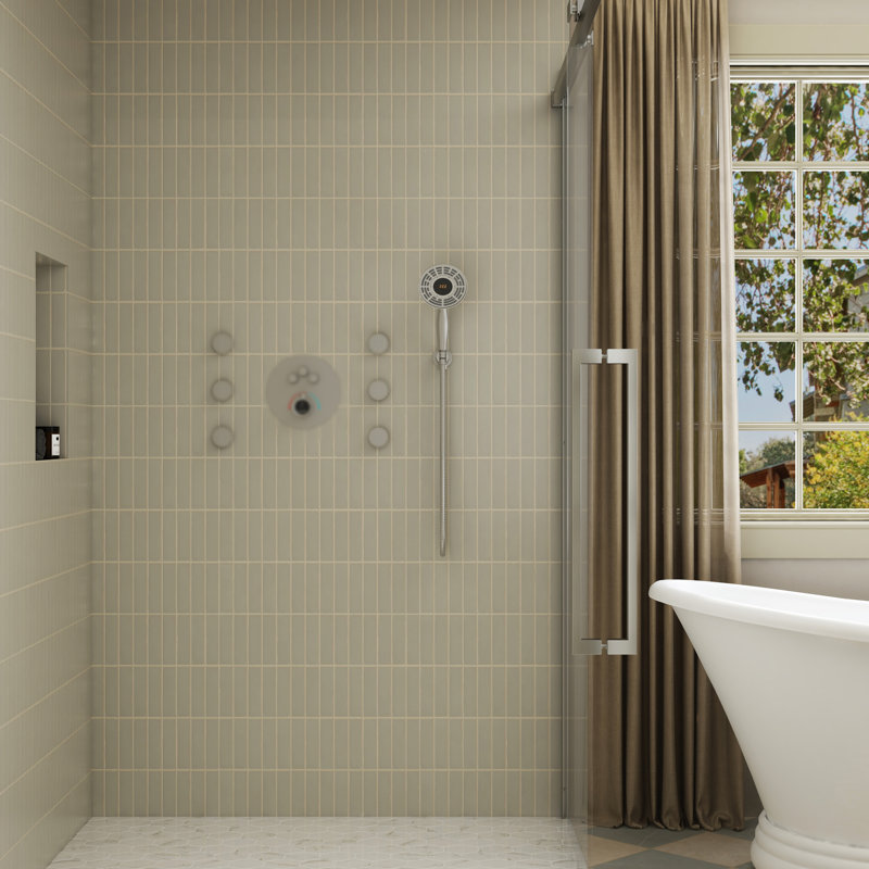 Douche à affichage numérique avec surface anti-traces de doigts et filetage standard NPT U.S. 1/2, Nickel brossé