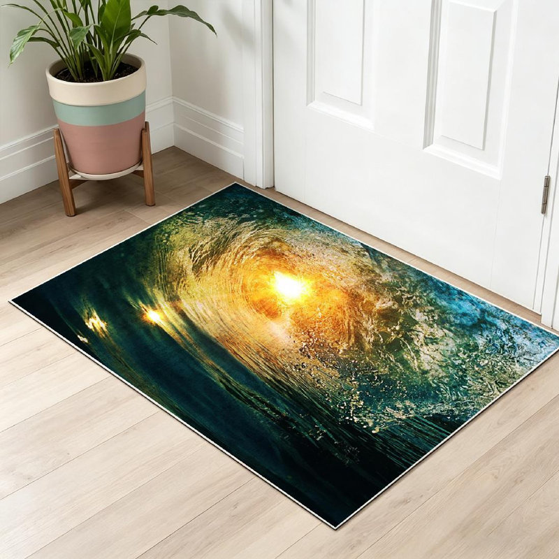 Tapis bleu lavable à la machine bleu, Rectangle 32 po x 47 po
