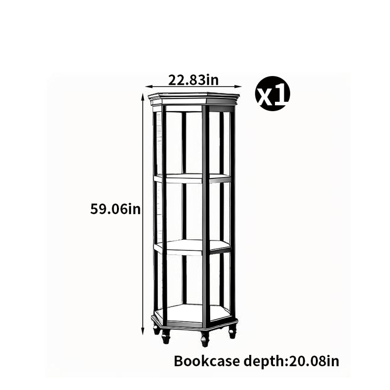 Bibliothèque à porte en verre, Noir, noir, noir, noir