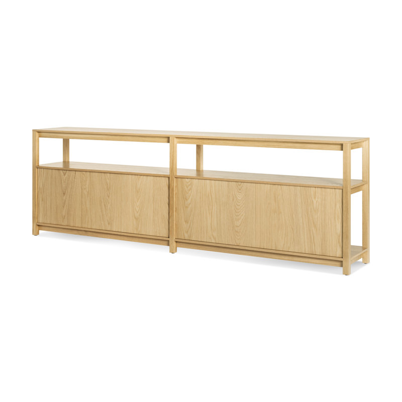 Open Plan Solid Wood Etagere Bookcase, (2 Shelves) 26" H x 80" W x 13" D, White Oak
