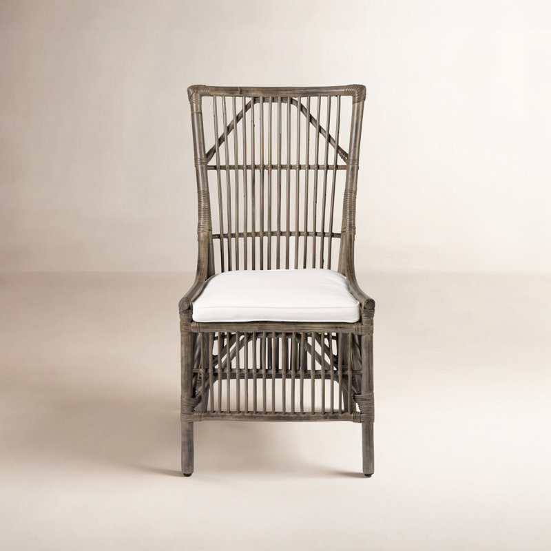 Barkley Wicker/Rattan Slat Back Side Chair, Gray
