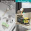 Organisateur d'évier de cuisine avec porte-éponge, conception autodrainante, acier inoxydable antirouille, support à brosse réglable, accessoires de rangement de comptoir, noir
