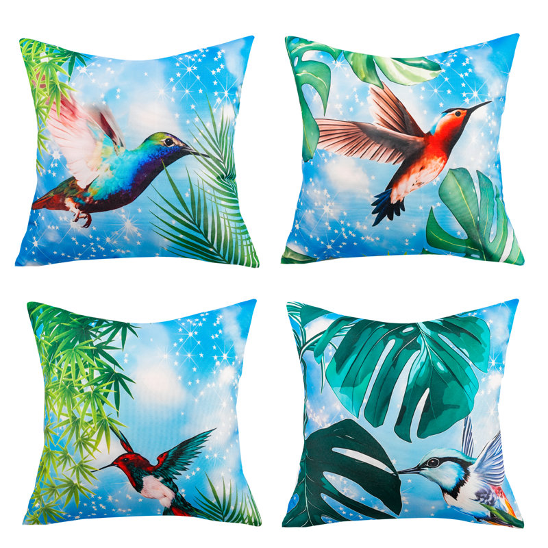 Indoor / Outdoor Animal Print Blue Square Throw Pillow Cover