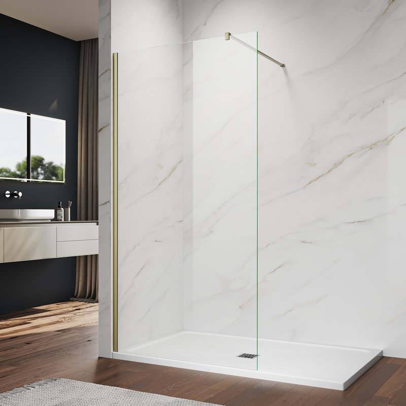190mm H Frameless Walk In Glass Screens with Clear Glass, 190mm H x 100mm W