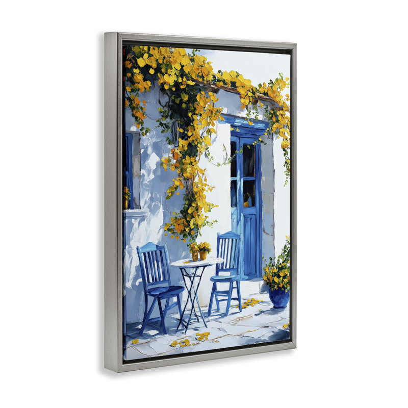 Cadre flottant «Après-midi à Majorque», design par Raymond Powers, Cadre flottant gris lustré, H 31 po x l 21 po