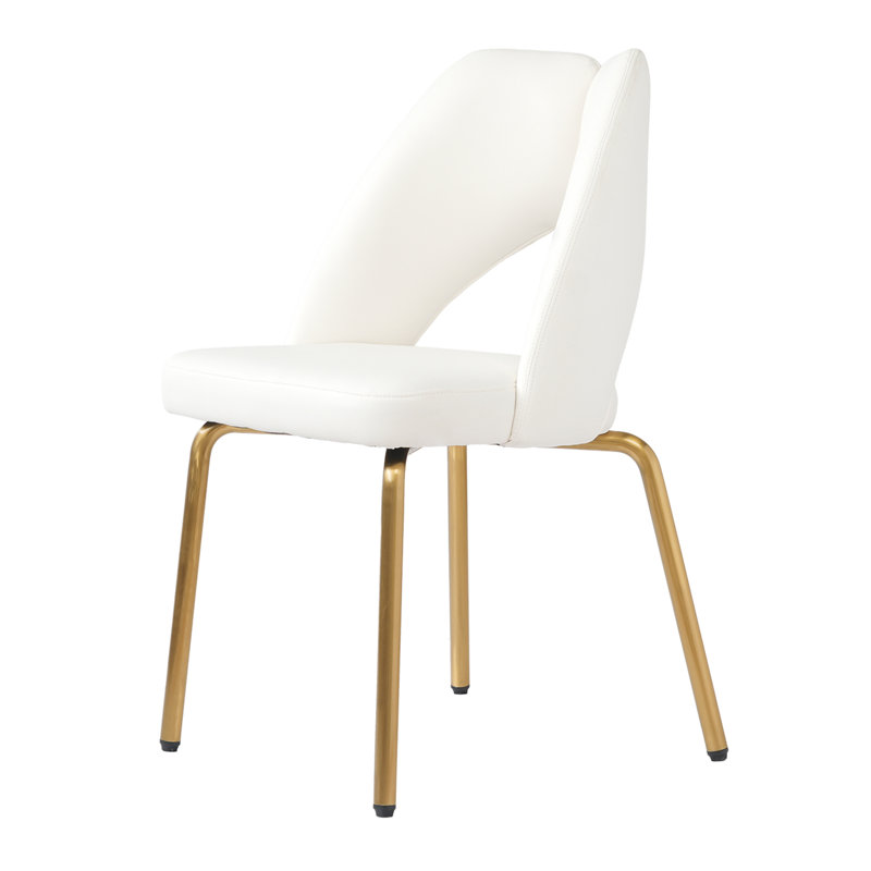Modern PU Dining Chair, Milky White