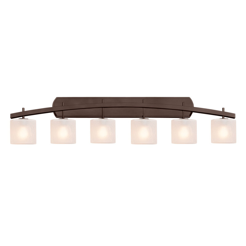 Casson 6 - Light Dimmable Vanity Light, Dark Bronze, Frosted Crackle
