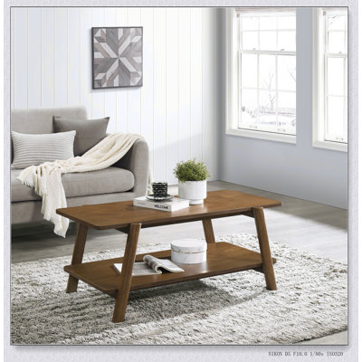 Table basse rectangulaire durable avec plateau en bois manufacturé, tablette et tiroir pour les salons modernes