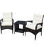 Ensemble de conversation 3 pièces pour patio: canapé modulaire avec coussins de siège et table basse beiges