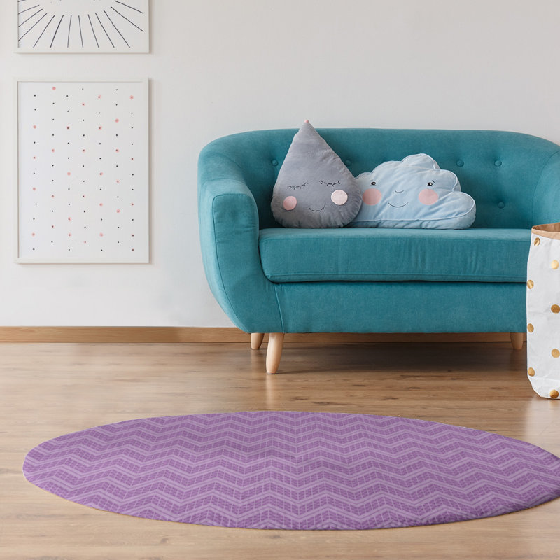 Chenille Chevron Indoor Rug, Round 5'