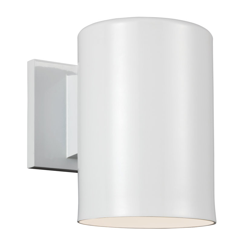 Cylinders 1 - Light Outdoor Flush Mount, 9" H x 6" W x 8.75" D, White, No
