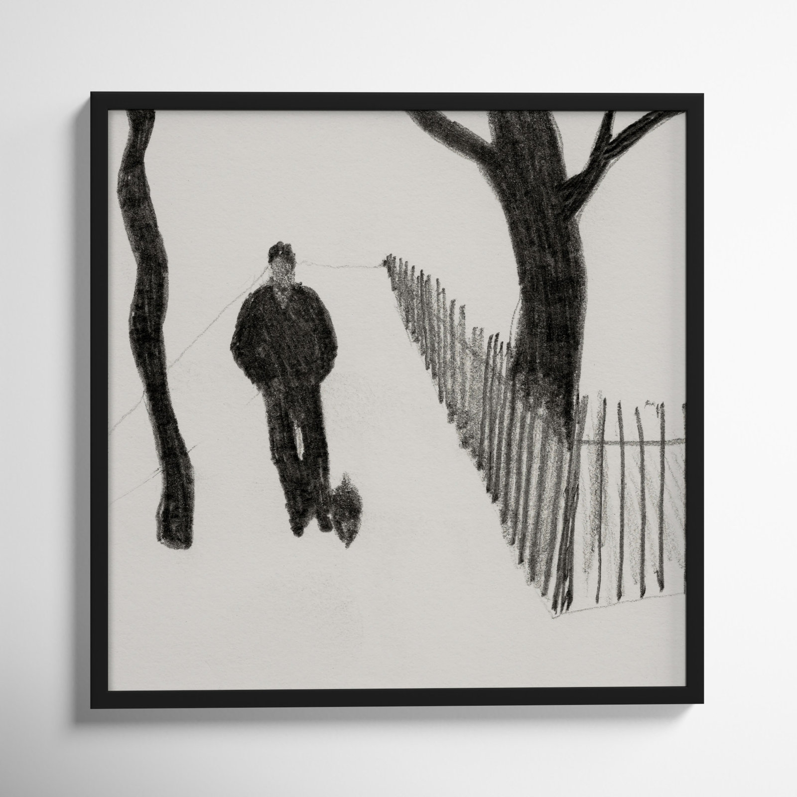 Walking The Dog by Simon Schneiderman, Black, 30" H x 30" W x 1.25" D