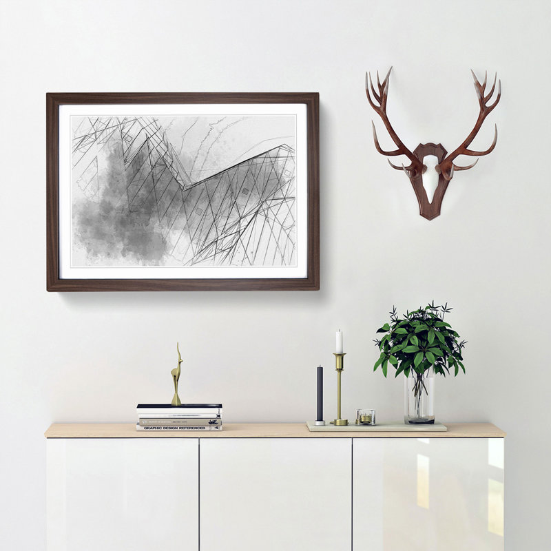Architecture Sketch Vol.6 in Abstract - Picture Frame Graphic Art Print, Walnut Framed, 27cm H x 36cm W x 2cm D