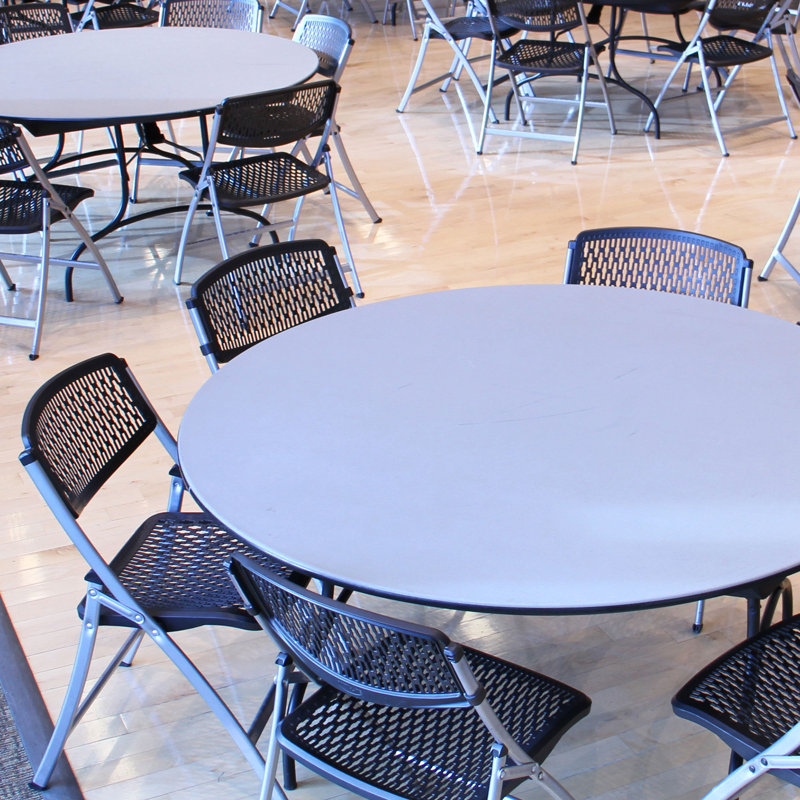 60'' Gray and Black Circular Folding Banquet Table
