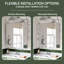 Armoire de salle de bain rectangulaire avec 2 portes-miroirs encastrées ou à fixation en surface