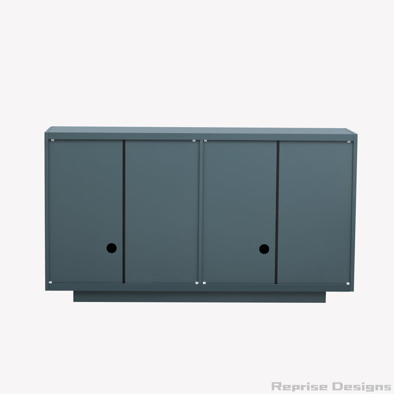 4 Wavy Doors Ample Storage Space Sideboard, Antique Blue