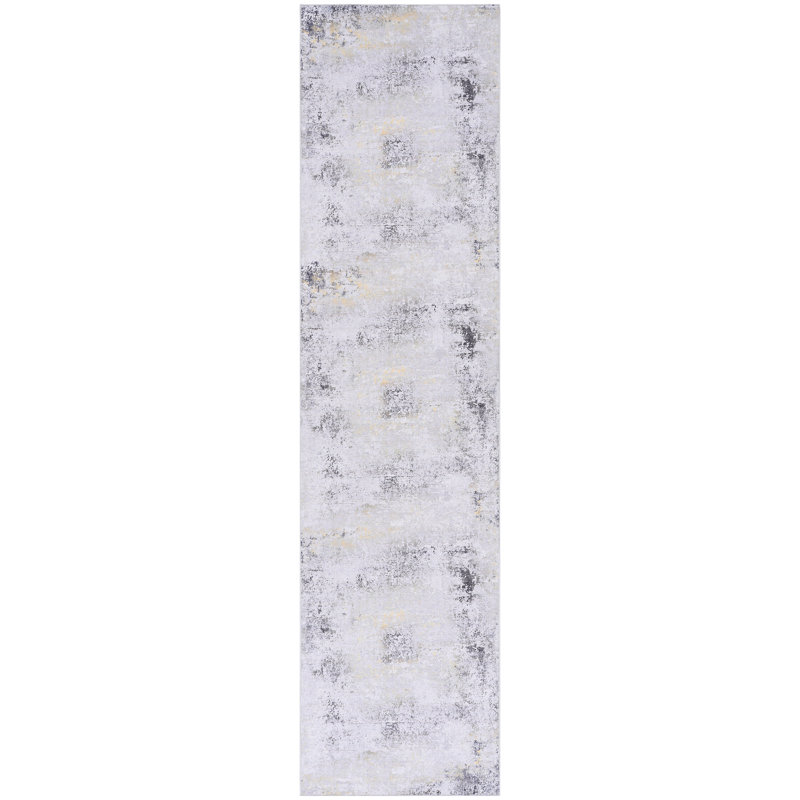 & Pet Area Rug For Living Room - Washable, Non-Slip, Appealing  Gray/Gold, 2'6'' X 10' Hallway Mat, Runner 2'6" x 10'2"