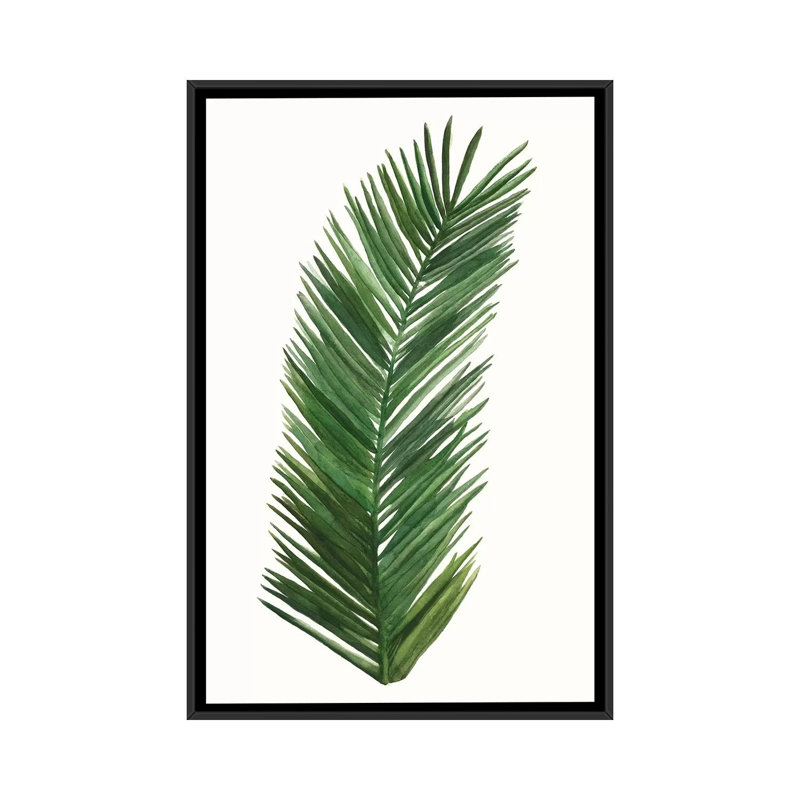 « tropical breeze leaves v », impression sur toile, H 26 po x l 18 po x P 1,5 po, Toile encadrée noire, Pas de tapis