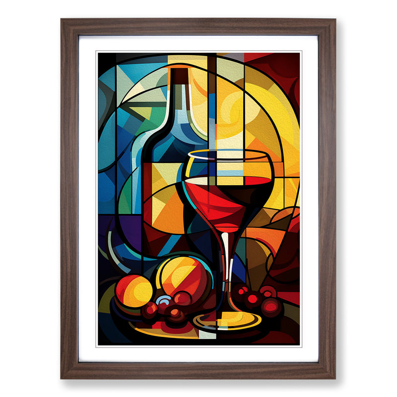 Wine Constructivism Art - Framed Print, Walnut, 64cm H x 46cm W x 2cm D